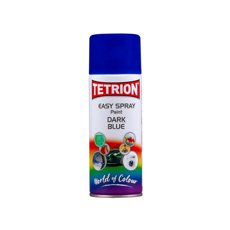 Tetrion Easy Spray Paint - 400ml Dark Blue Easy to Apply, All-Purpose Acrylic Spray for Indoor & Outdoor Use - Long-Lasting Finish for Wood, Metal, Plastic, Ceramic & More - Image 1